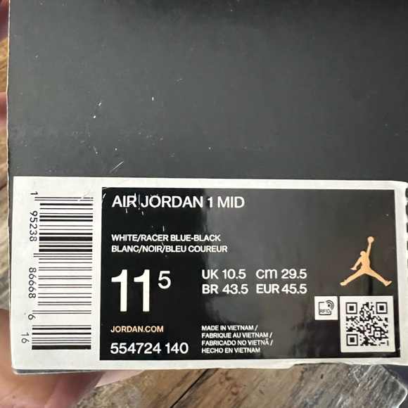 Air Jordan 1 mid white racer/ blue black Nike never worn - Picture 4 of 5